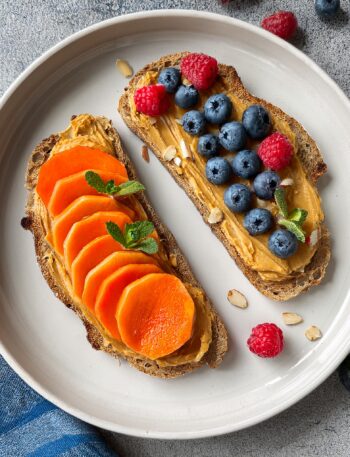 Sweet Potato Toast with Almond Butter and Fresh Berries Is the Best Gluten Free Breakfast