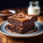 A freshly baked batch of fudgy brownies with a crackly top.