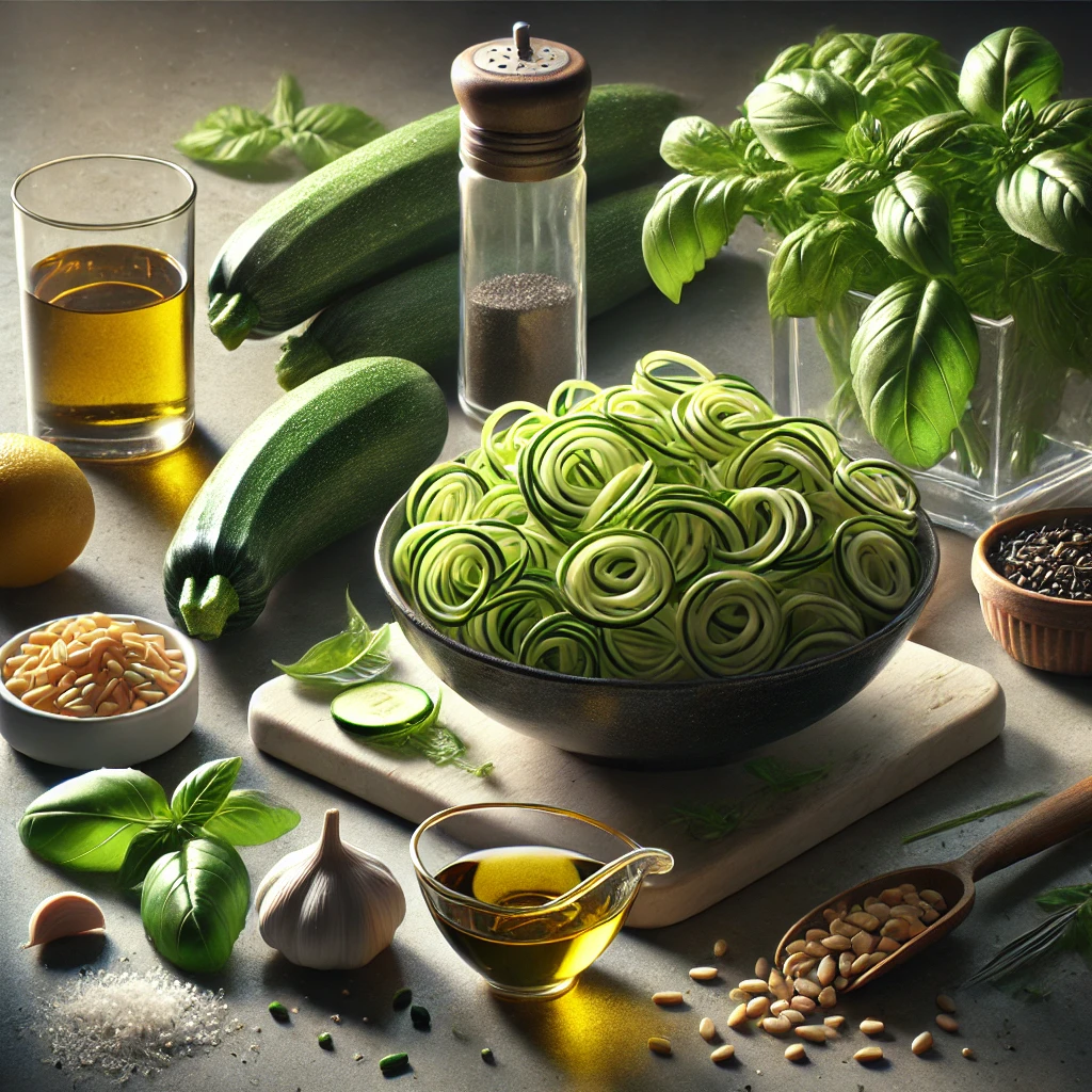 How To Make Gluten-Free Dairy-Free Carb-Free Zucchini Noodles with Pesto ingredients