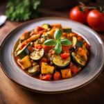 Traditional ratatouille made with colorful vegetables.