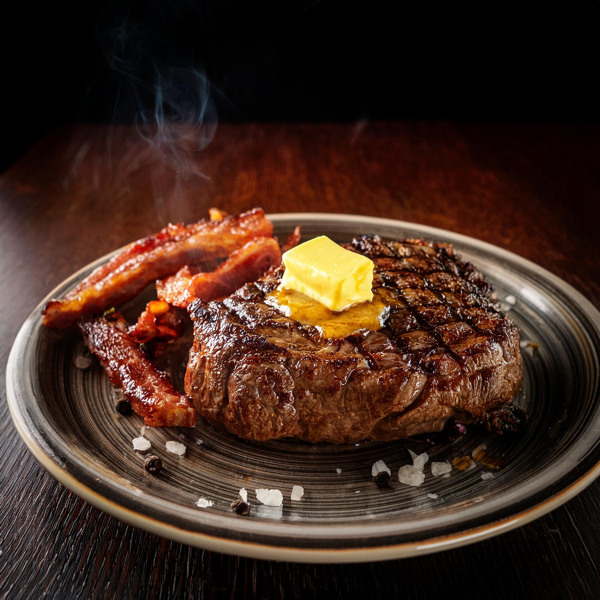 Grilled ribeye steak for lunch